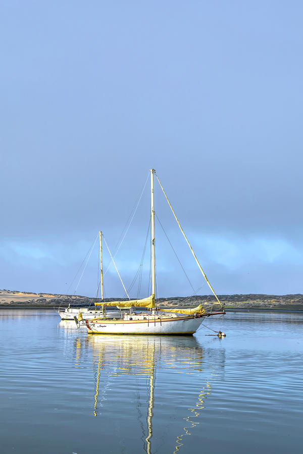Sail Boat in Quiet Water Morro Bay Full Photograph by Barbara Snyder