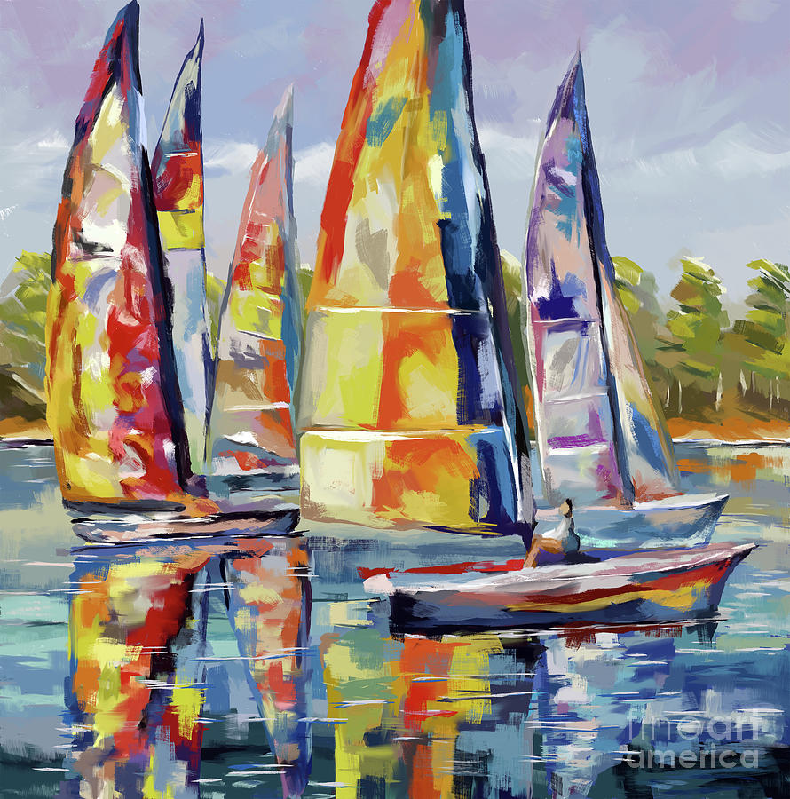 Sail Boat Race Painting by Tim Gilliland