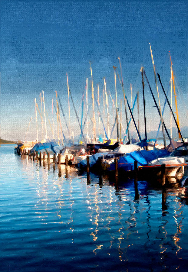 Sail Boats Ocean Sea Landscape Sky Boat Painting by Tony Rubino