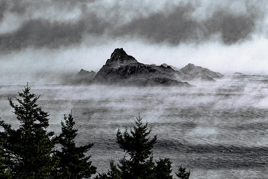 Sail Rock and Sea Smoke Photograph by Marty Saccone