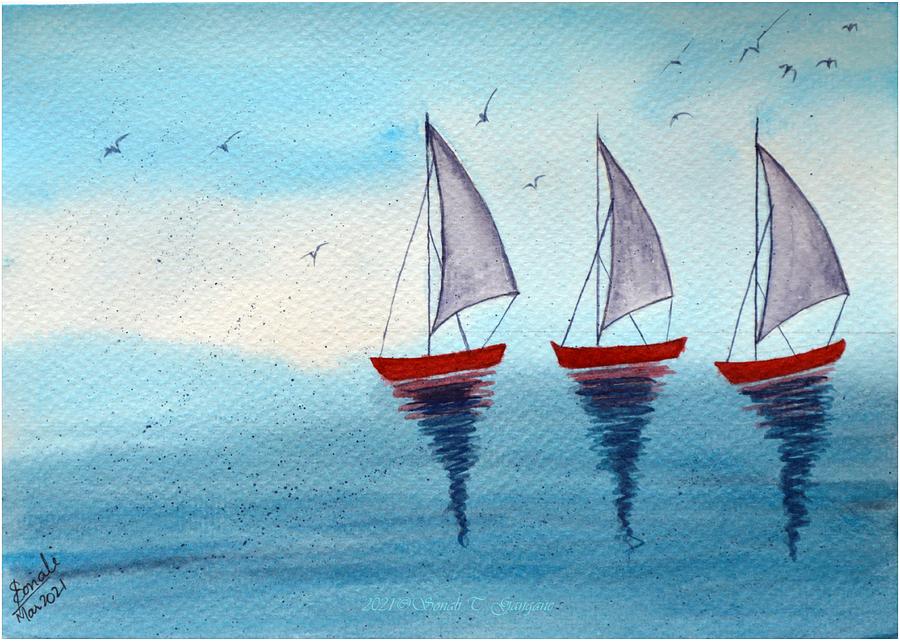 Sail Trio Painting by Sonali Gangane