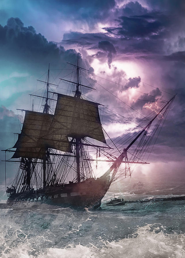 Sail under Velvet Thunder Digital Art by Hatim Elhag