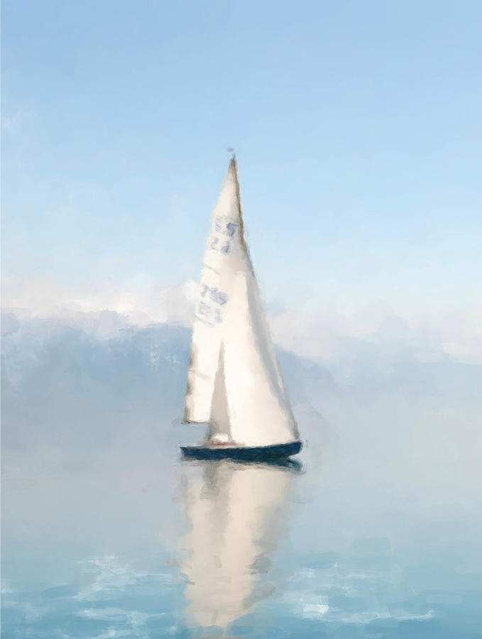 Sailaboat on Bluewater Painting by Gary Arnold