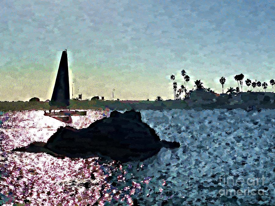 Sailboat and Rock Photograph by Katherine Erickson