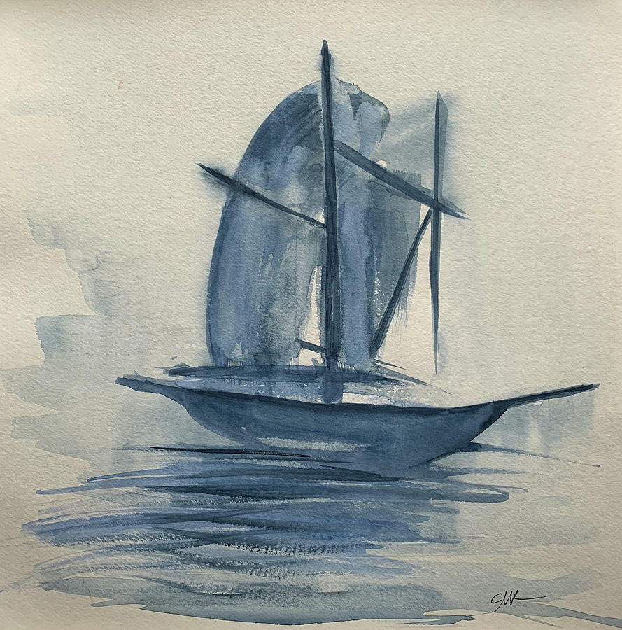 Sailboat at Dusk Painting by Christine Marie Rose