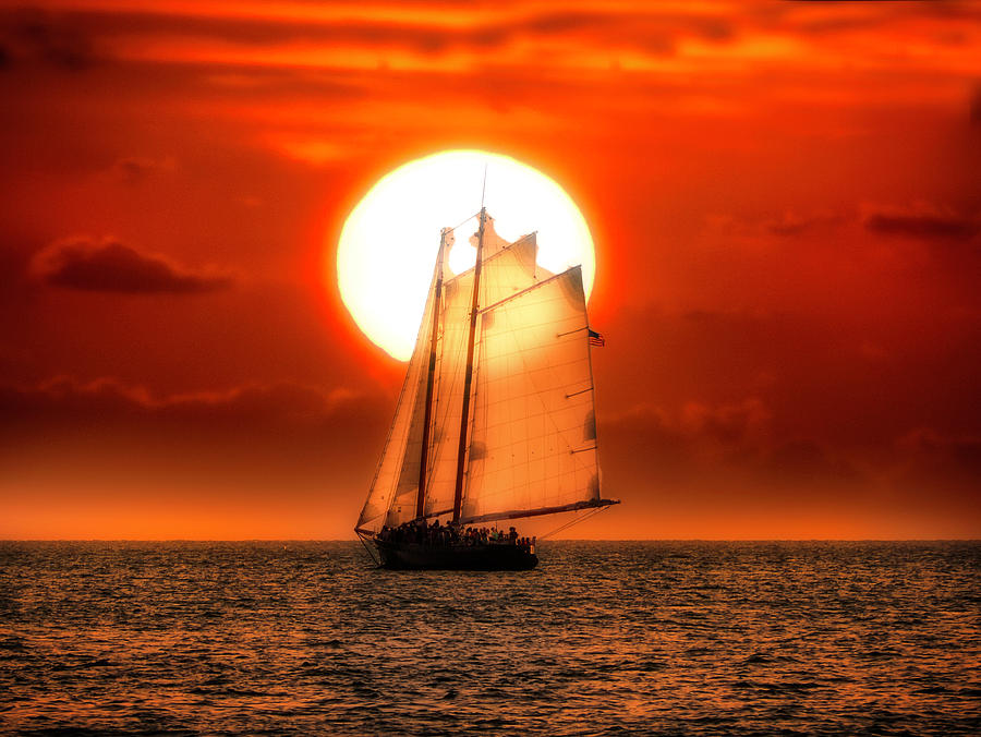 Sailboat at Sunset Photograph by Jack Wilson