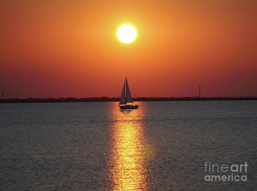 Sailboat at Sunset Photograph by On da Raks