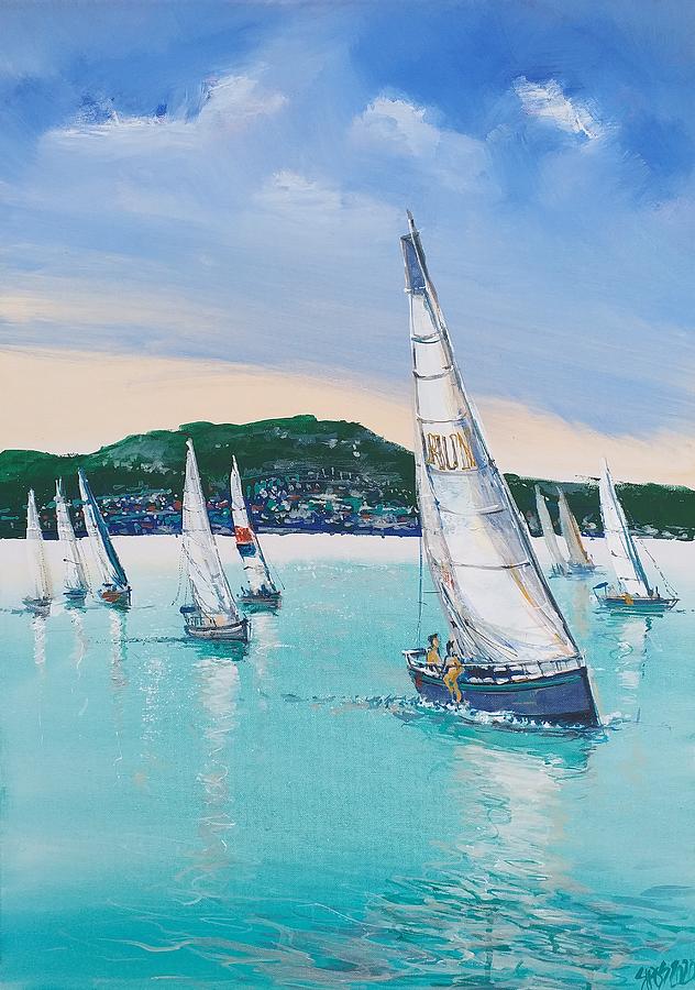 Sailboat-impression2 Painting by Lorand Sipos