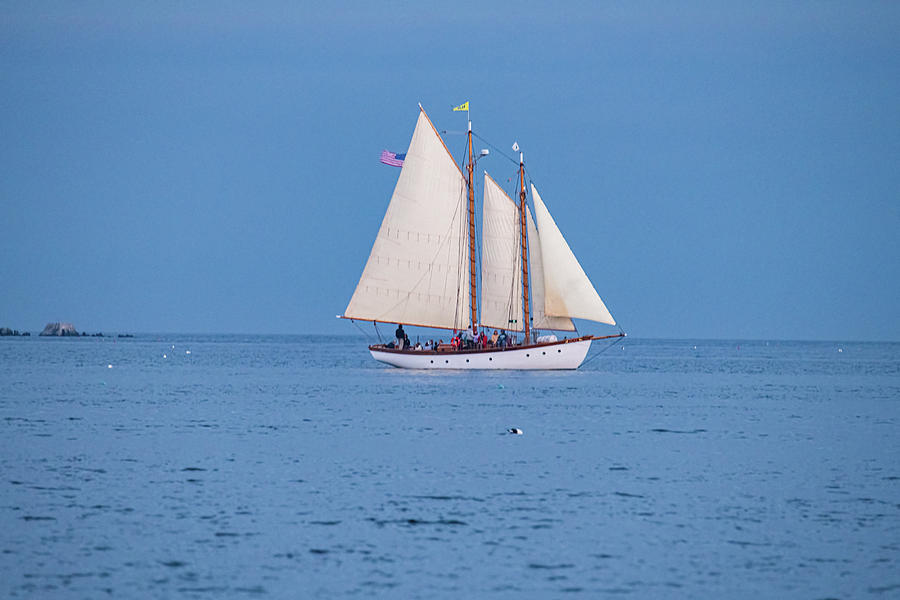 Sailboat in Blue Hour, Camden Maine Photograph by Douglas Wielfaert