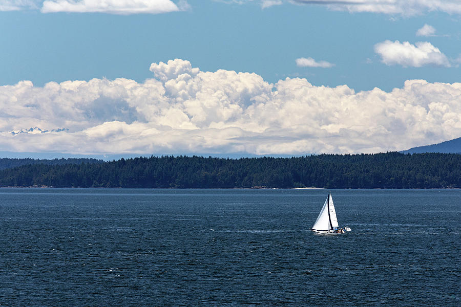 Sailboat in Swanson Channel Photograph by Michael Russell