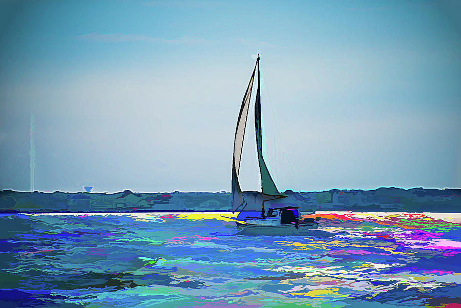 Sailboat in the Barnegat Bay Photograph by Alan Goldberg