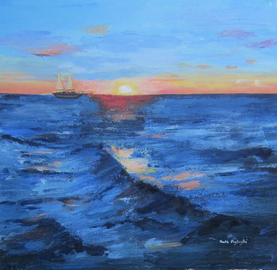 Sailboat On The Horizon Painting by Paula Pagliughi