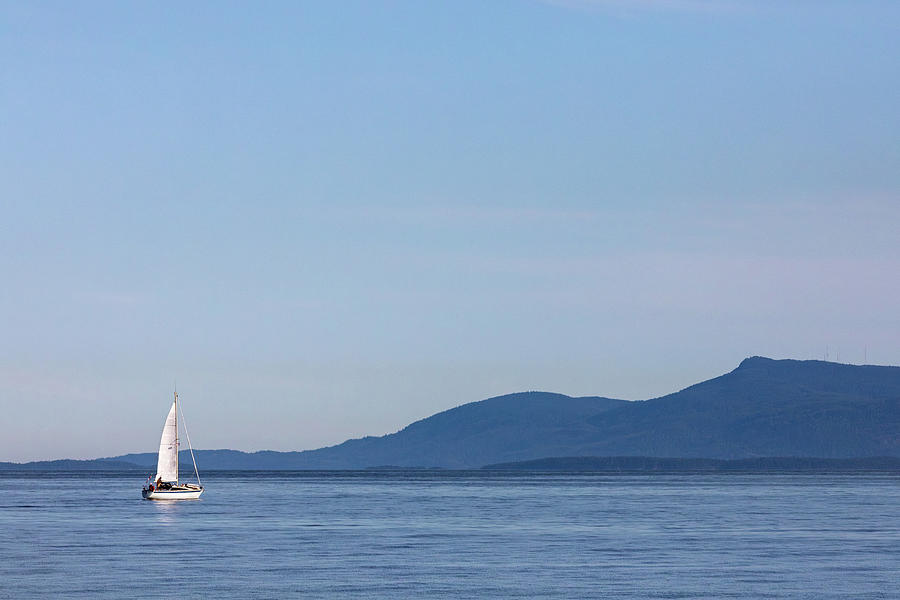 Sailboat on the Salish Sea in Washington State Photograph by Michael Russell