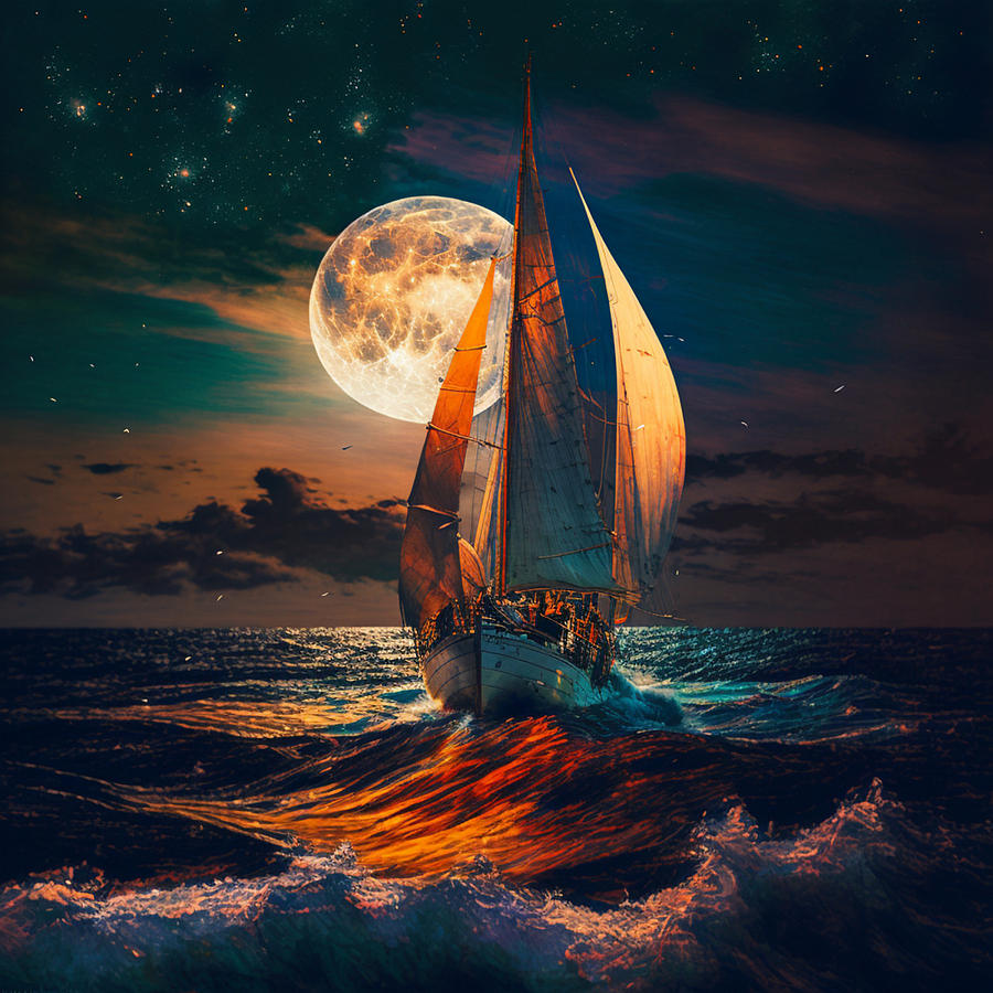 Sailboat on the sea of dreams 2 Digital Art by Andra Design - Pixels