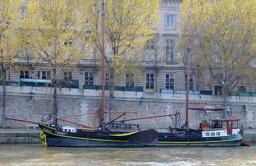Sailboat on the Seine River, Paris,Ile-de-France, France Photograph by Kevin Oke