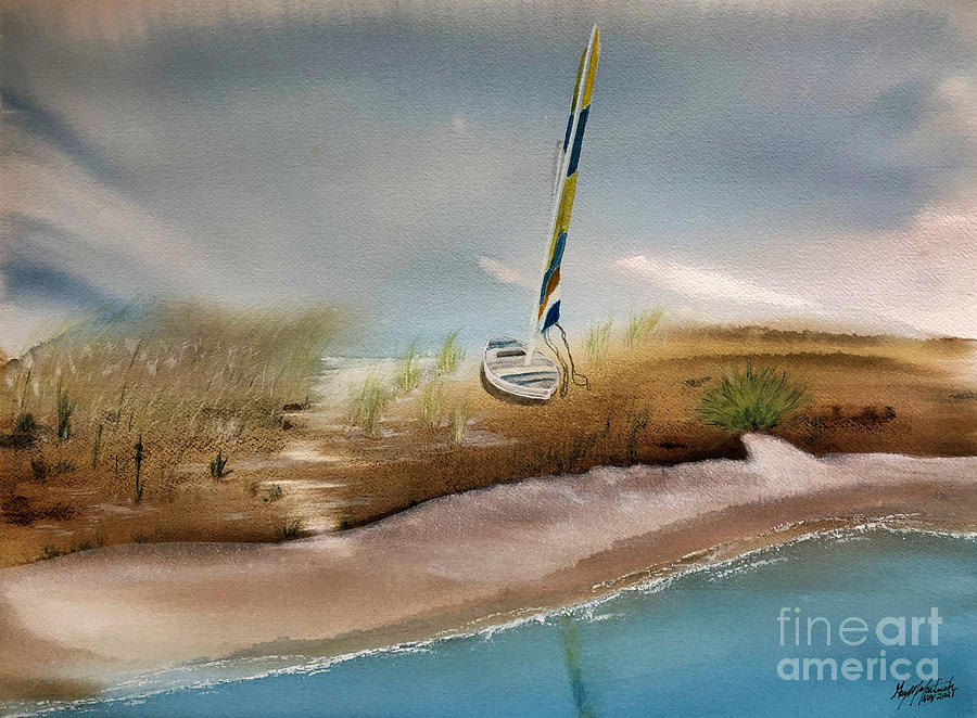 Sailboat on the Shore Painting by Gary Martinek