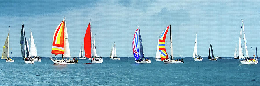 Sailboat Regatta - DWP1375064 Painting by Dean Wittle