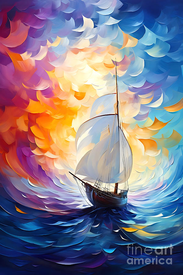 Summer Painting - Sailboat Seascape  by Mark Ashkenazi