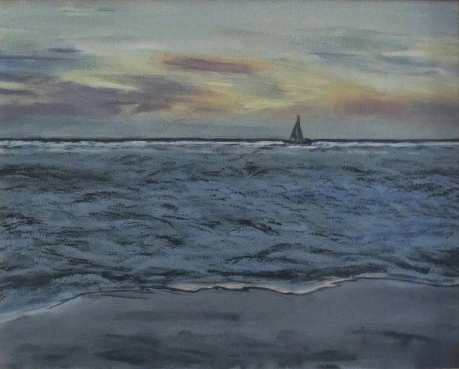 Sailboat Sunset at Lonboat Key Painting by Lorraine Centrella