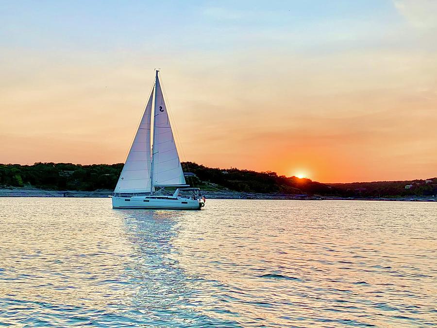 Sailboat Sunset Photograph by Kelly Smith