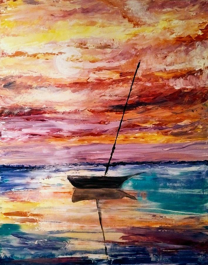 Sailboat Sunset Painting by Lynne McQueen