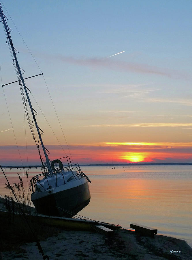 Sailboat Sunset - Seaside Park NJ Photograph by Robert Henne