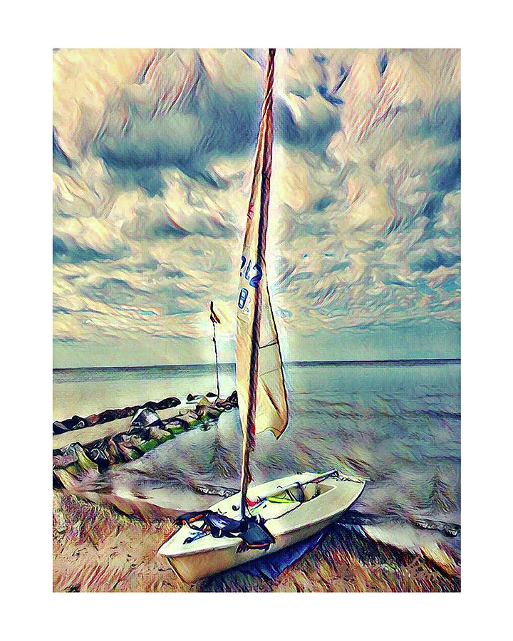 Sailboat Painting by Tatiana Fess