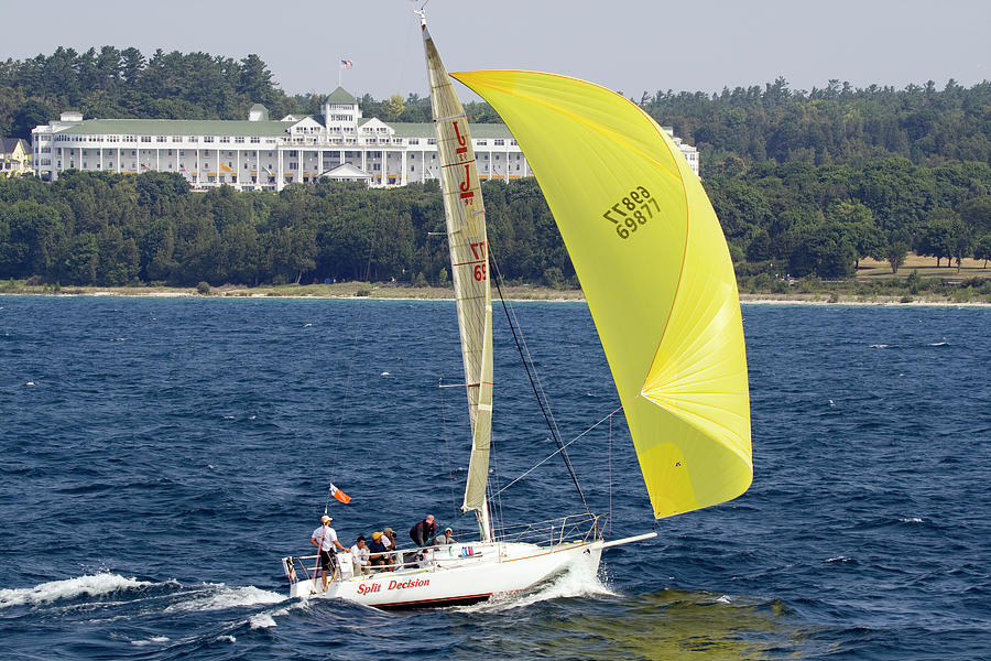 Sailboat with Mackinac Hotel Chicago to Mackinac Yacht Race Photograph