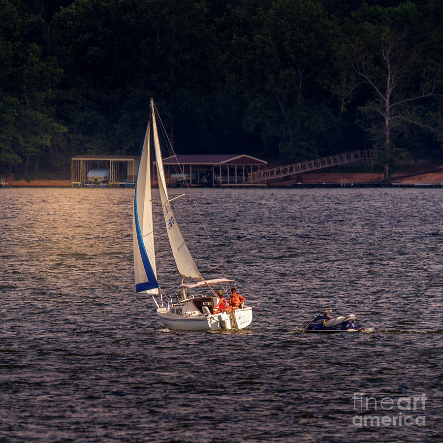 Sailboating in the Moonlight Photograph by David Wagenblatt