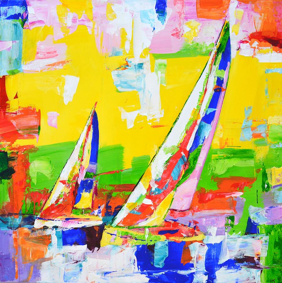 Sailboats 12. Painting by Iryna Kastsova