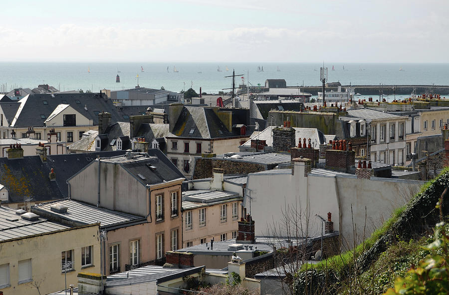 Sailboats and Rooftops over Granville France Photograph by Shawn OBrien