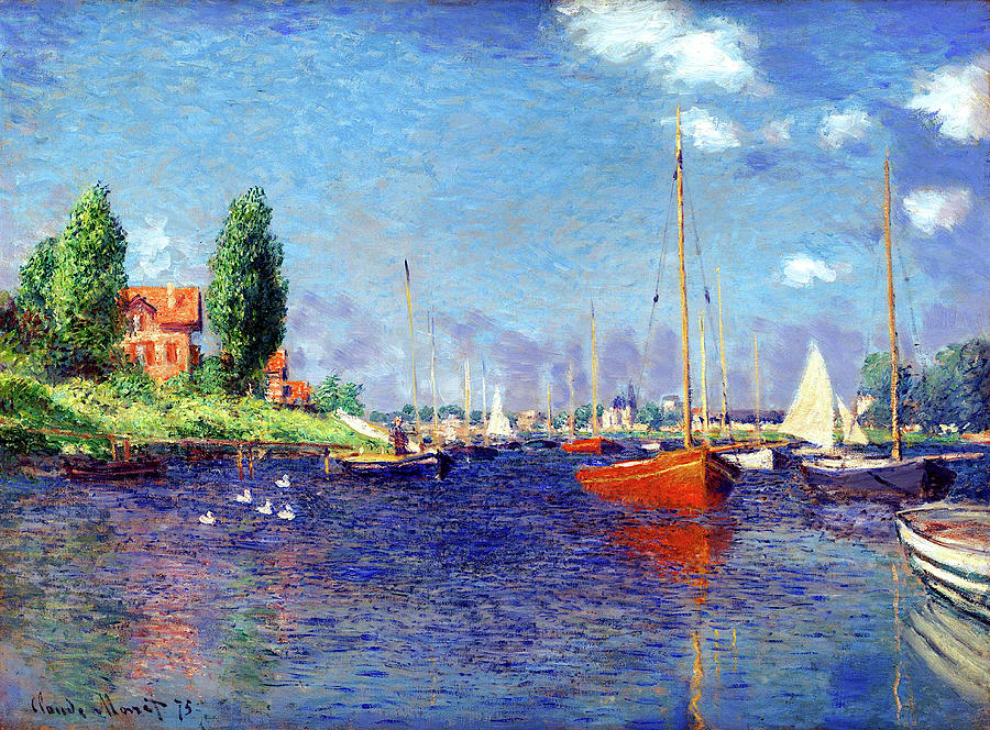 Sailboats At Argenteuil Painting By Jon Baran Fine Art America   Sailboats At Argenteuil Claude Monet 