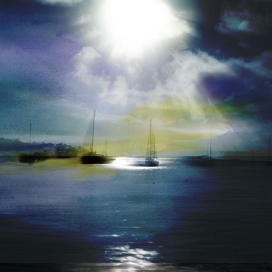 Sailboats At Honeymoon Bay Pyrography by Frank Bright