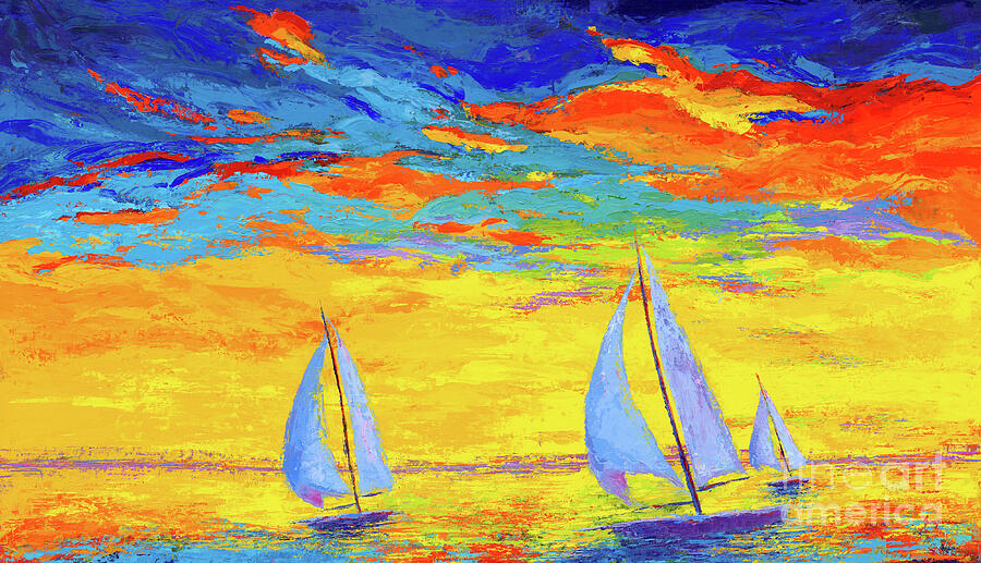 Sailboats at Sunset Palette Knife Artwork Painting by Patricia Awapara Sailboats at Sunset Palette Knife Artwork Painting by Patricia Awapara