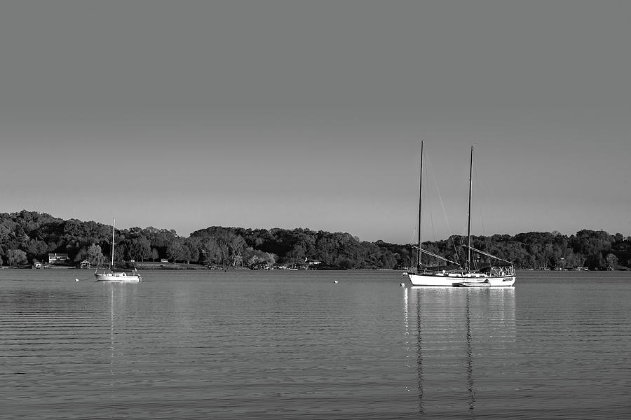 Sailboats in Black And White Photograph by Sharon Popek