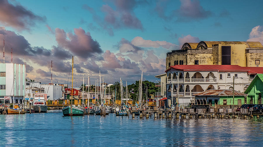 Sailboats in Colorful Harbor of Belize Photograph by Darryl Brooks