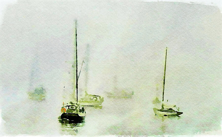 Sailboats in the Fog Mixed Media by Shelli Fitzpatrick Sailboats in the Fog Mixed Media by Shelli Fitzpatrick