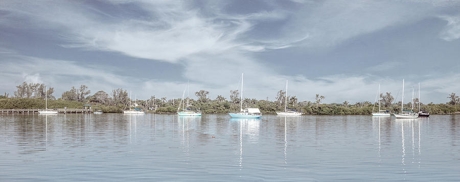 Sailboats in the Waterway in Soft Hues Photograph by Debra and Dave Vanderlaan