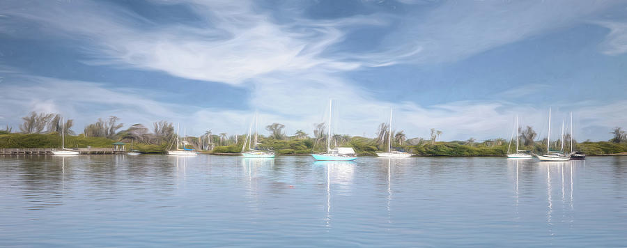 Sailboats in the Waterway Painting Photograph by Debra and Dave Vanderlaan