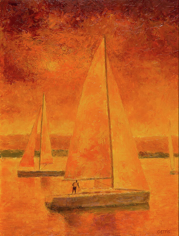 Sailboats Painting by Jeff Gettis