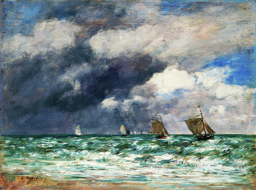 Eugene Louis Boudin Painting - Sailboats Near Trouville - Digital Remastered Edition by Eugene Louis Boudin Eugene Louis Boudin Painting - Sailboats Near Trouville - Digital Remastered Edition by Eugene Louis Boudin