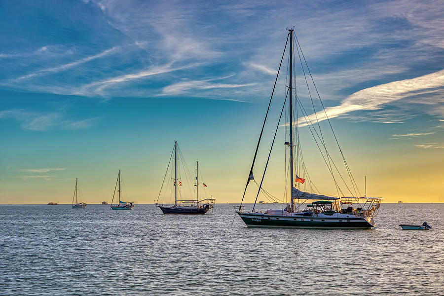Sailboats off Key Biscayne Photograph by Lee Smith