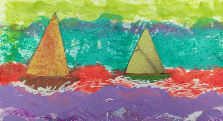 Sailboats Purple Waters Mixed Media by Priscilla Leon - Fine Art America