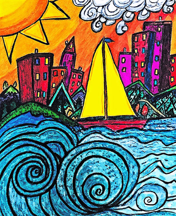 Sailing Along Drawing by Monica Engeler