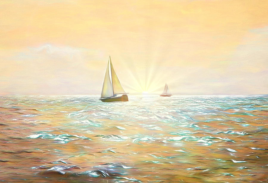 Sailing at Daybreak Digital Art by Susan Hope Finley