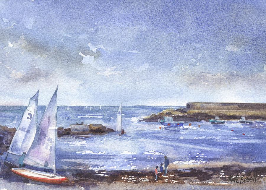 Sailing at Greystones Harbour county Wicklow Ireland Painting by Kate Bedell
