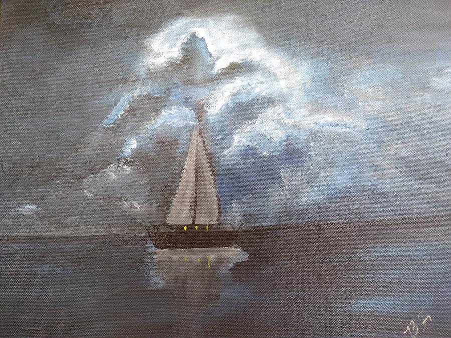 Sailing at Night Painting by Barbara Fincher