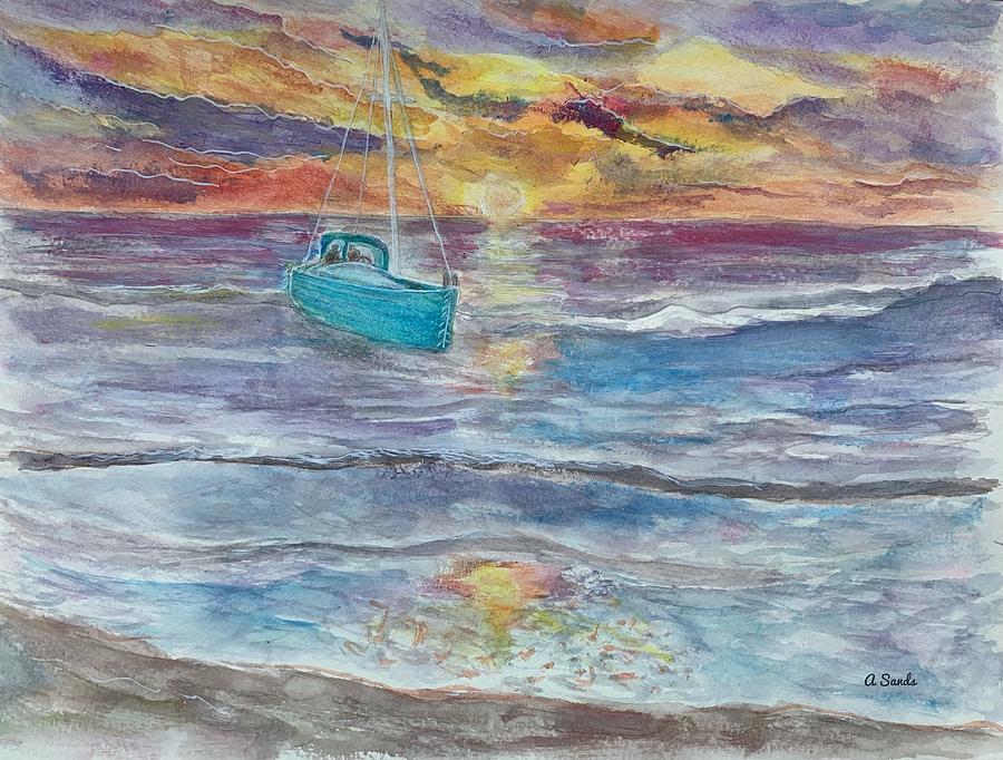 Sailing at Sunrise Painting by Anne Sands