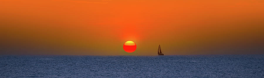 Sailing At Sunrise Panorama Photograph