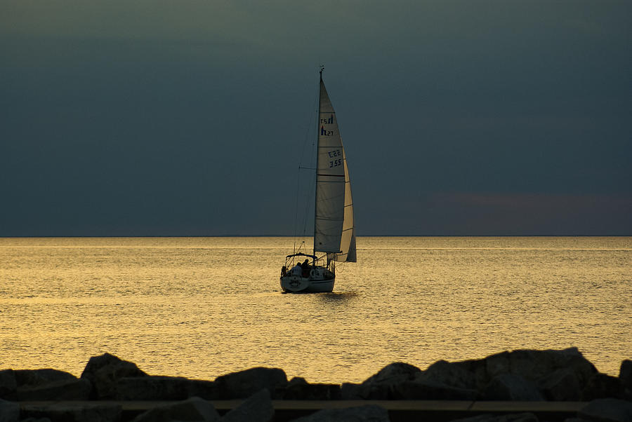 Sailing at Sunset Photograph by Deb Beausoleil